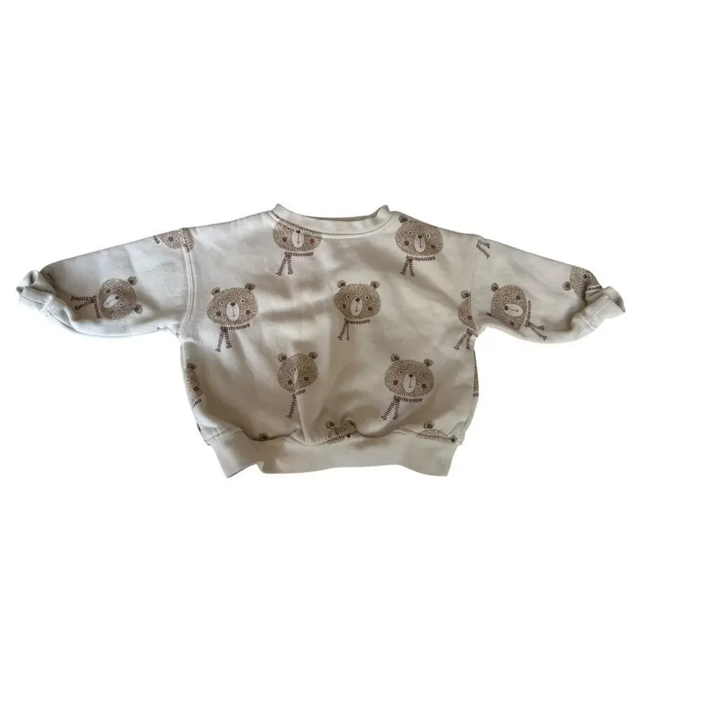 Rylee + Cru Baby Beige Bears Relaxed Sweatshirt Size 6-12 M
